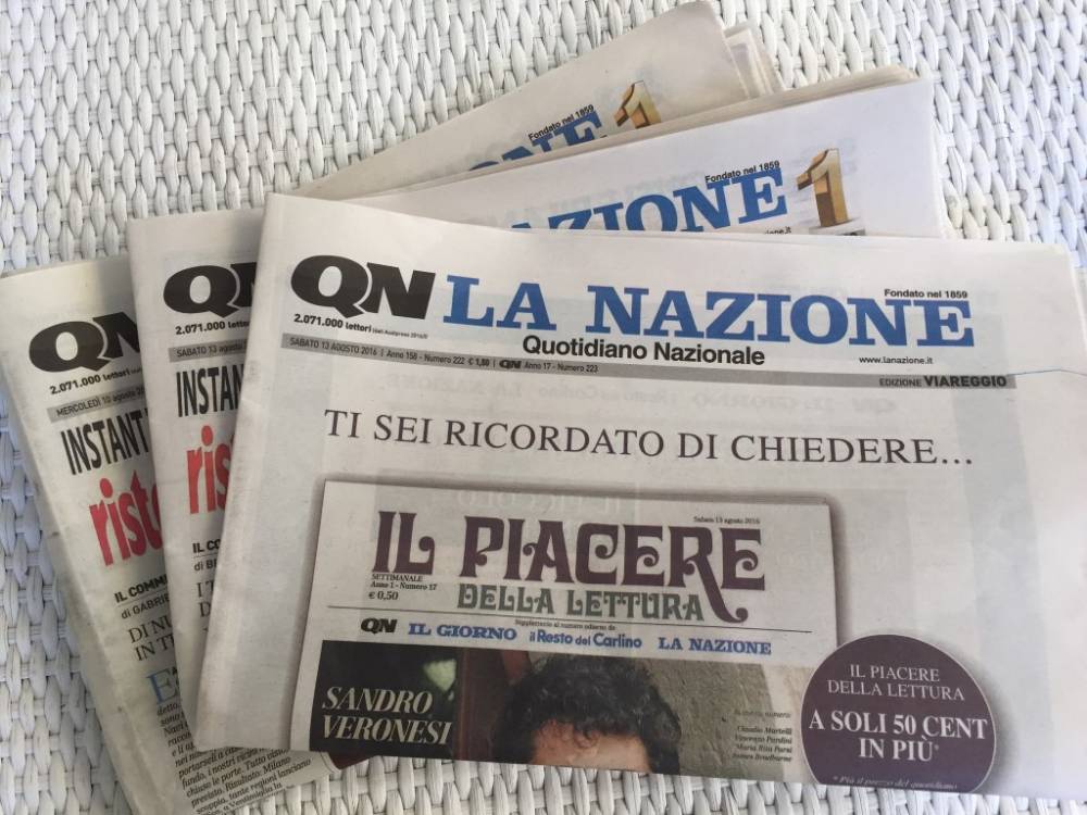FERRAGOSTO CON MEZZA PAGINA DE LA NAZIONE SUI “LUPI”
