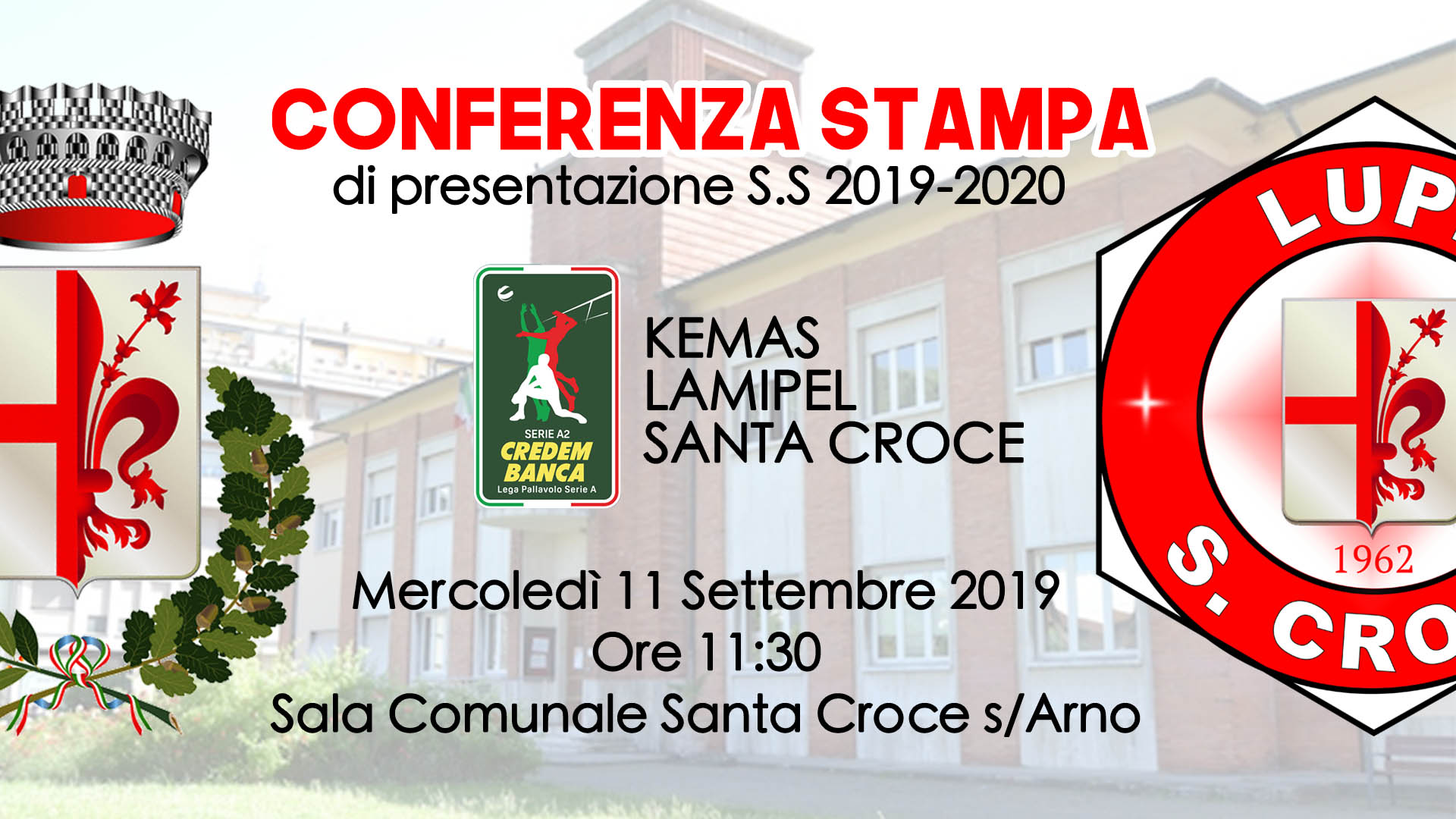 CONFERENZA STAMPA IN COMUNE: MERCOLEDI’ 11 SETTEMBRE ORE 11:30